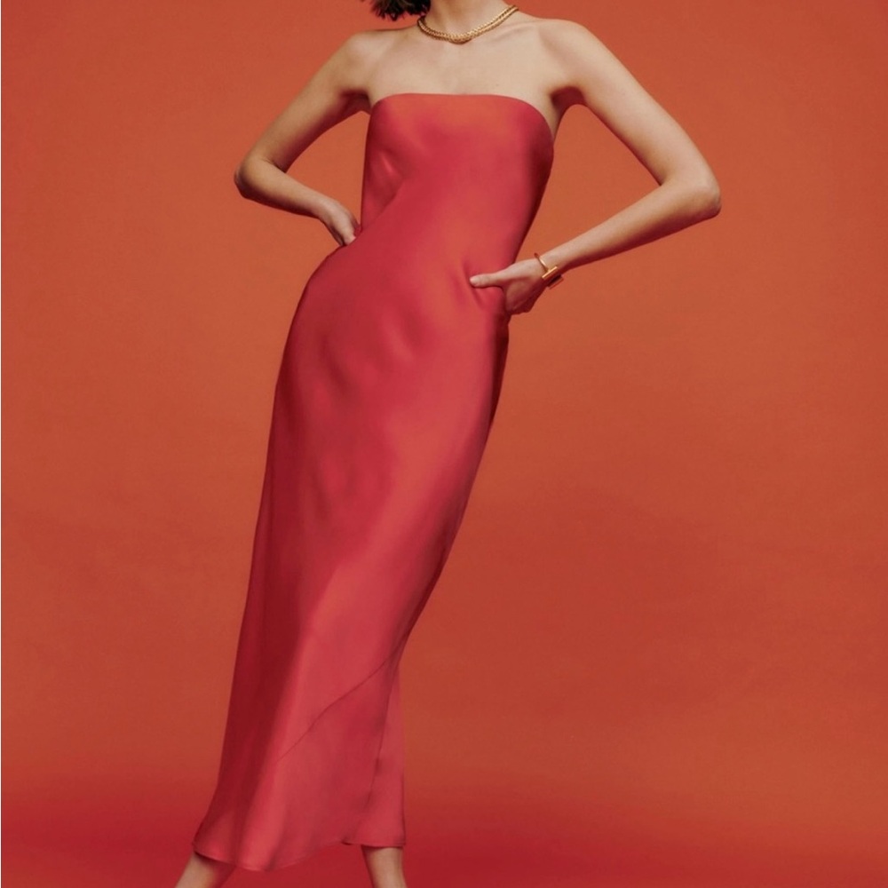 Reformation Red Joana Silk Dress